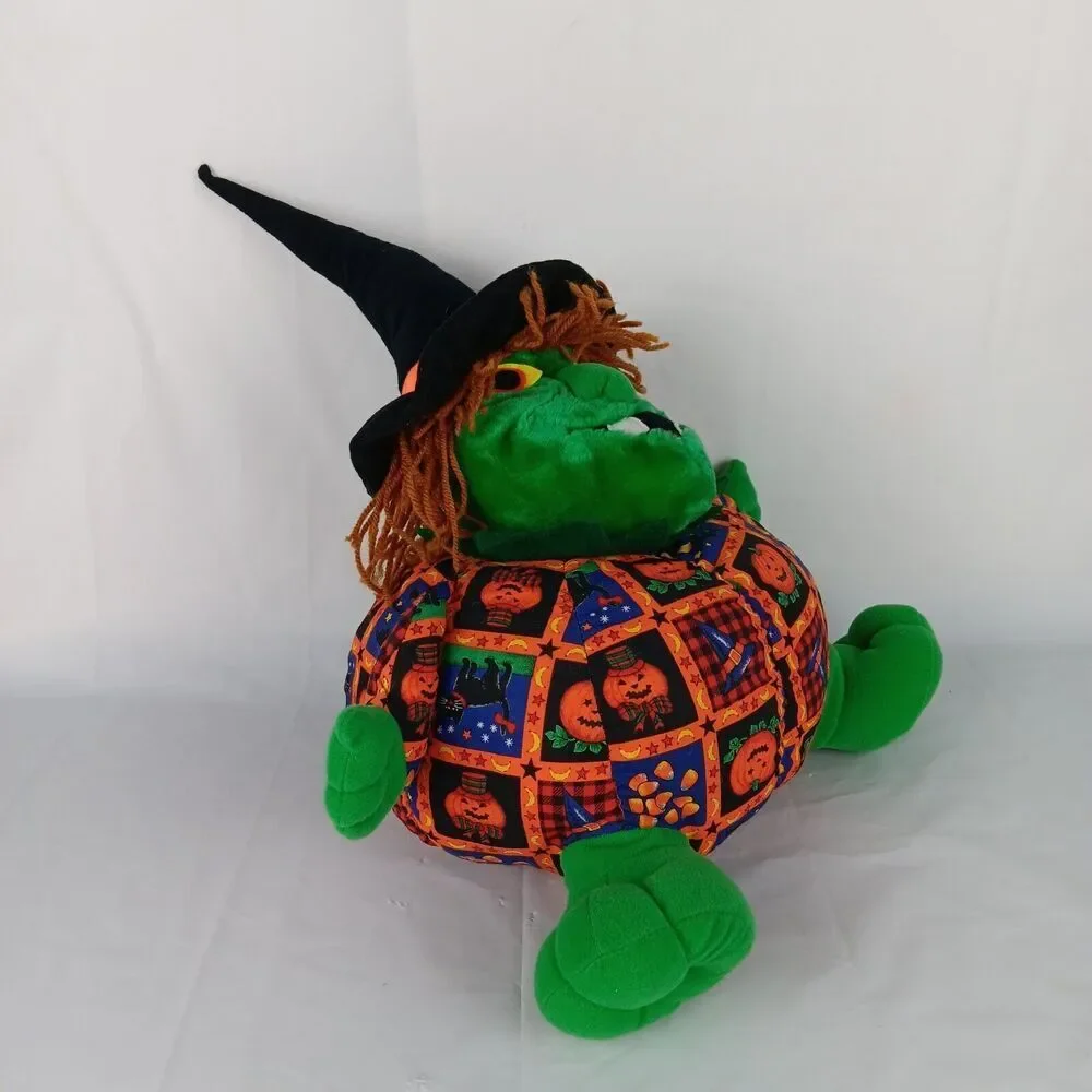 Kellytoy Halloween Stuffed Plush Witch Shaped Pumpkin Witch Hat 18 inch Soft Toy